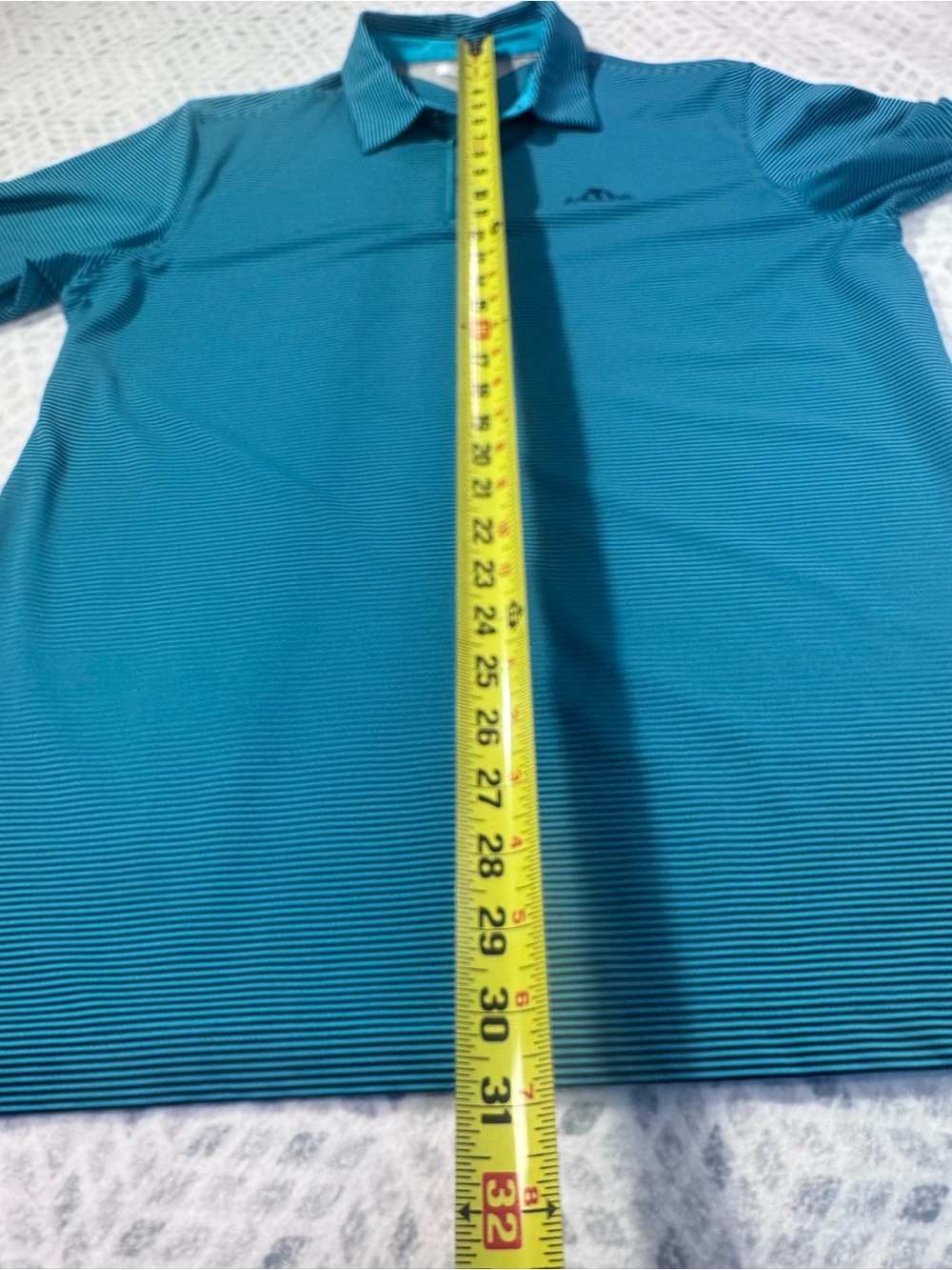 adiPure by Adidas Men’s Golf Polo Medium Blue Green Stripe Performance Shirt - Picture 6 of 11